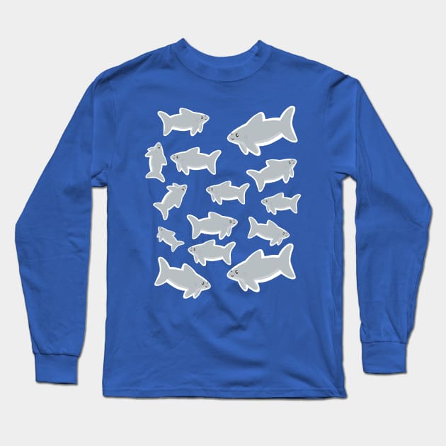 Many Great White Sharks Drawn Badly Long Sleeve T-Shirt by Xetalo